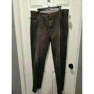 EXC Lands' End Black Traditional Fit Tapered Leg Denim Jeans Men's‎ Size 37x32